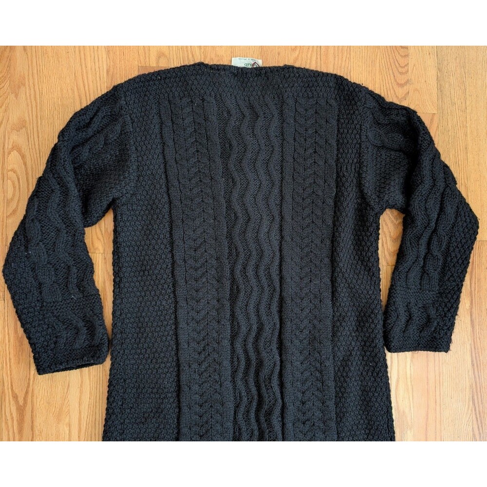 Country Club Womens Sweater Small Wool Ireland Long Duster Cable Knit Chunky - Picture 10 of 15